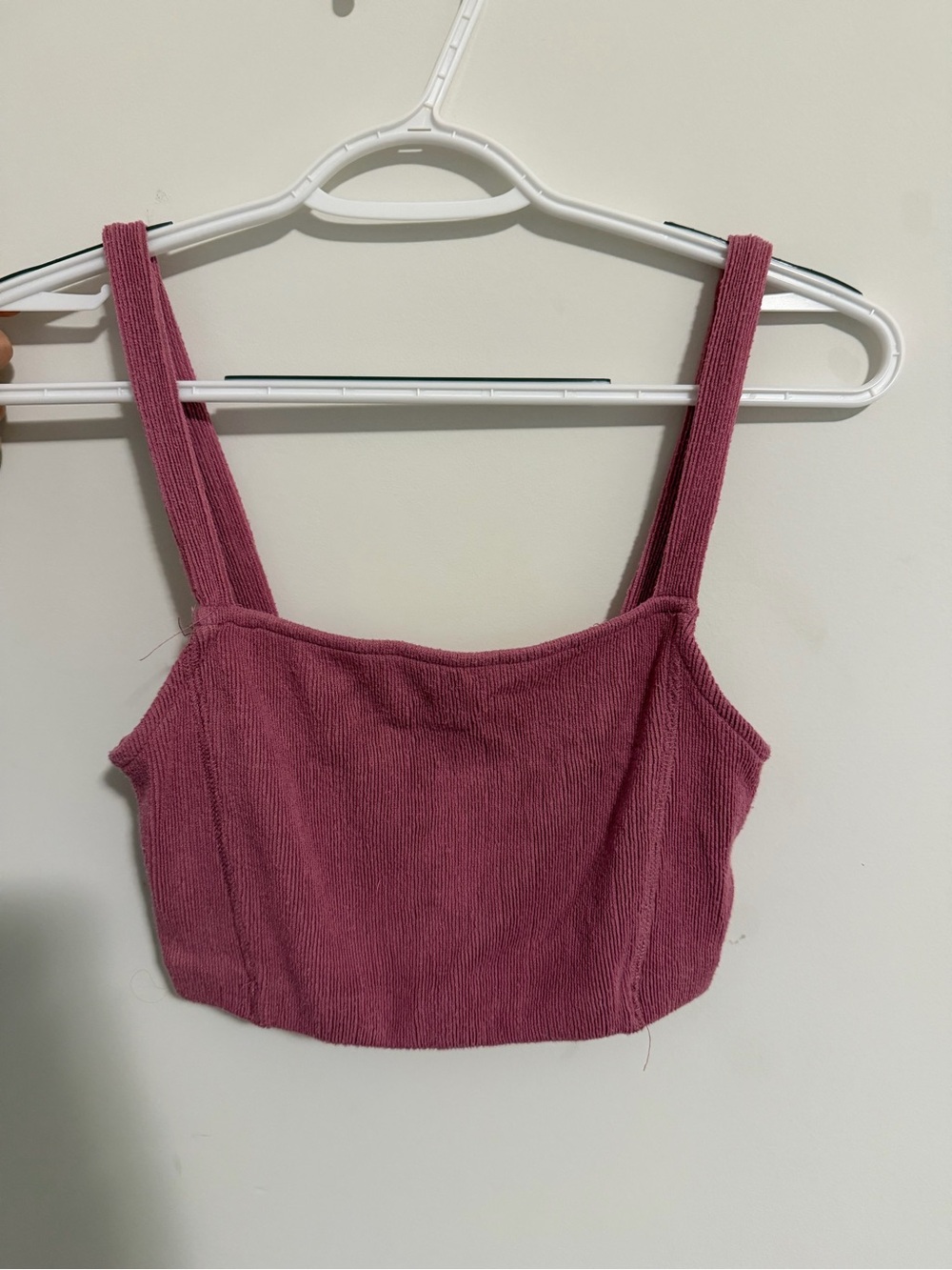 Zara Ribbed Square-Neck Crop Camisole - Rose